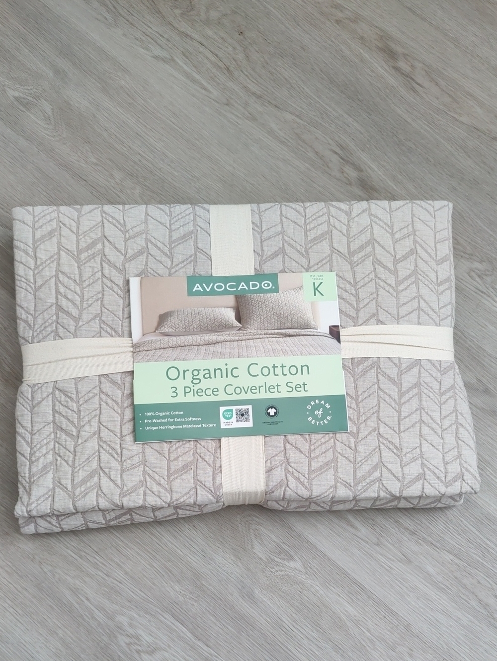 New!Avocado Organic Cotton King 3pc Coverlet Set Lightweight Y2k Cottagecore Ret